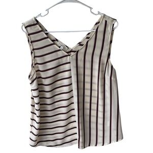 MAURICES MIXED STRIPE V-NECK TANK SIZE LARGE